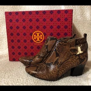 Tory Burch python print Gemini bootie